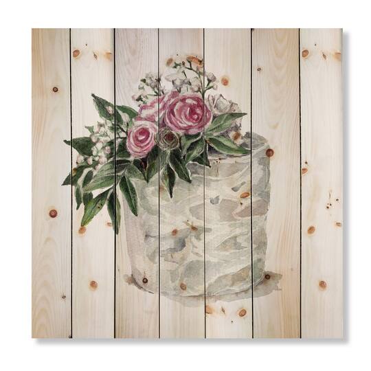 Designart - Pink Roses and White Flowers On Cake